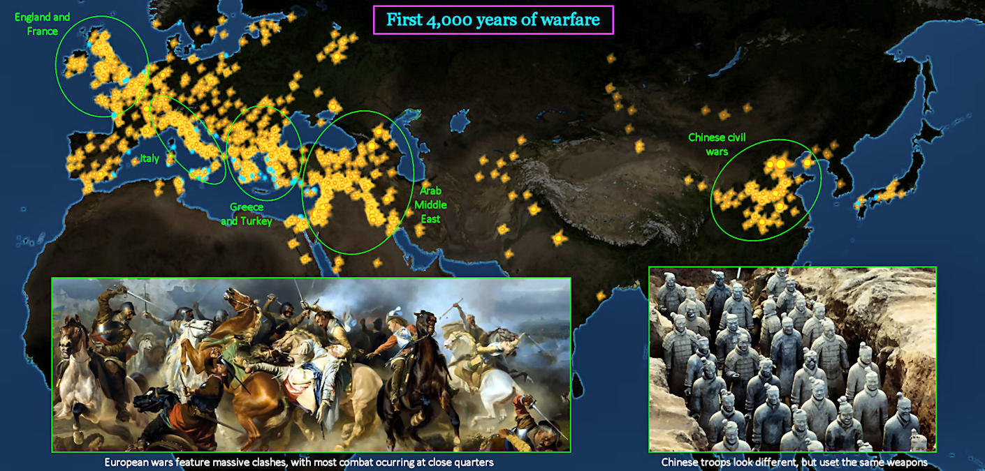 Battles before gunpowder, pre-1500 map